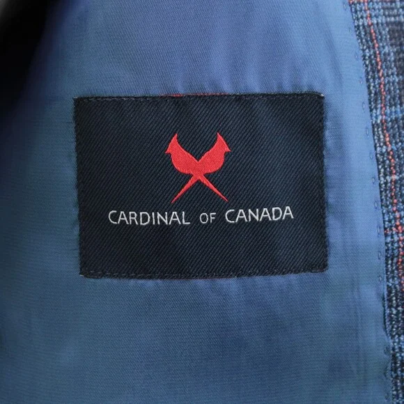 Cardinal of Canada NWT Wool Blend Sport Coat Size 40R US In Blue w/ Coral Plaid